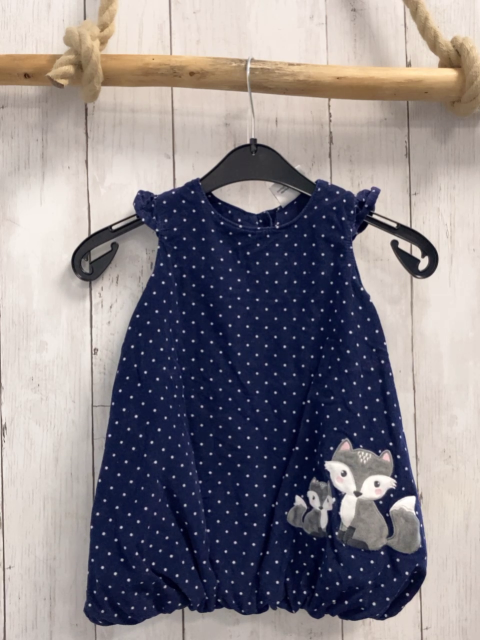   Kleid  Gr. 74  blau Feinkord Füchse weiße Punkte 