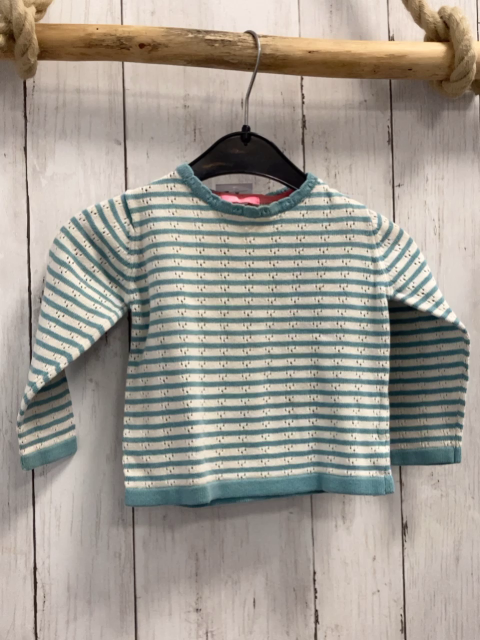   Pullover  Gr. 80  weiß türkis Streifen Lochmuster 