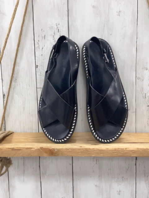 Zara  Sandalen  Gr. 36  dunkelblau + blau weiß gestreifter Rand 