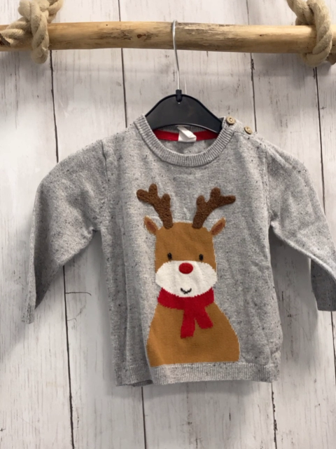 H&M Pullover Gr. 68  grau Strick Rentier