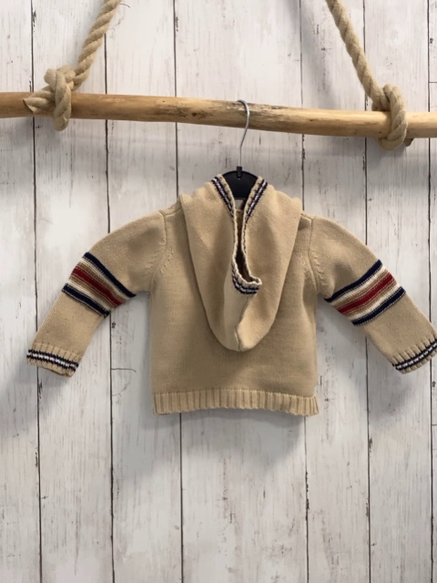  Strickjacke Gr. 62  beige rot blau weiß Streifen