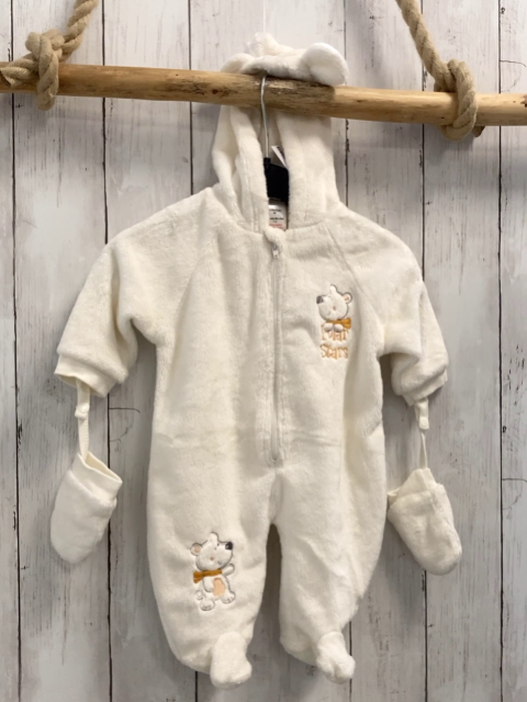 2tlg Jacky Plüschoverall + Handschuhe Gr. 56  weiß mit Ohren