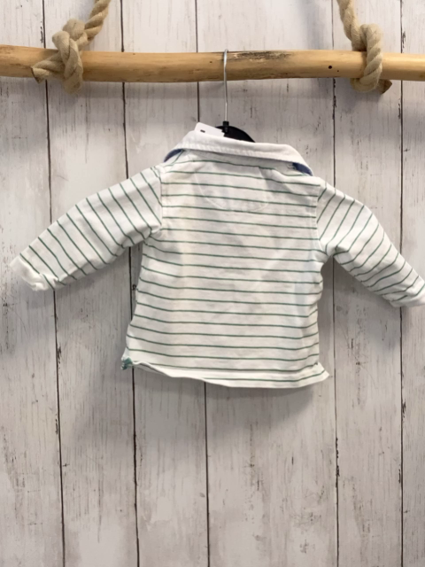 Cyrillus  Langarmshirt  Gr. 68  weiß grüne Streifen Polokragen
