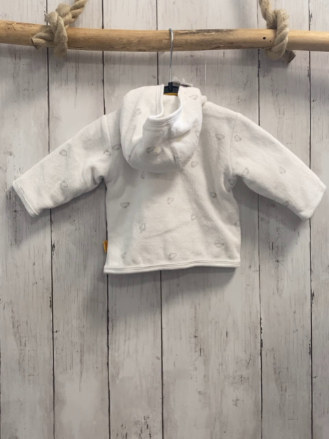 Steiff  Nickyjacke  Gr. 56  weiß graue Bärenköpfe Kapuze + Plüschbärenkopf 
