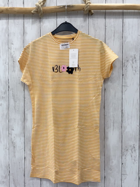 neu Schiesser Nachthemd  Gr. 140  mais weiße Streifen Schrift mit Blumen 