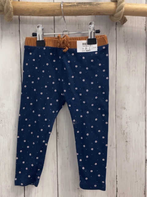 Obaibi  Leggings  Gr. 80  blau Rippen weiße Blumen 