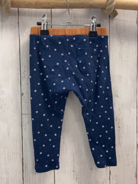 Obaibi  Leggings  Gr. 80  blau Rippen weiße Blumen 