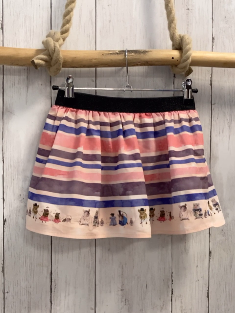 Jilly  Rock Gr. 122  creme lila aubergine himbeere Streifen Mäuse schwarzer Glitzerbund 