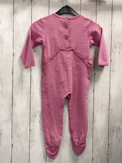 Steiff  Schlafanzug Gr. 86  pink hellgraue Strefen Plüschbärenkopf 