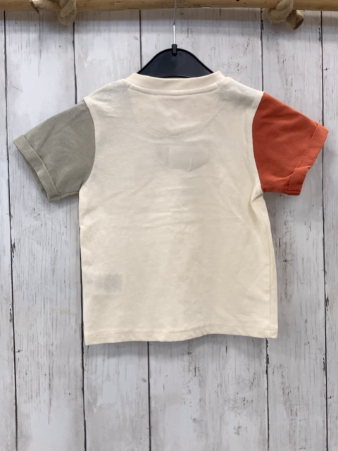 Noppies  T-Shirt  Gr. 86  creme graue Schrift + hellgrau rostroter Ärmel 