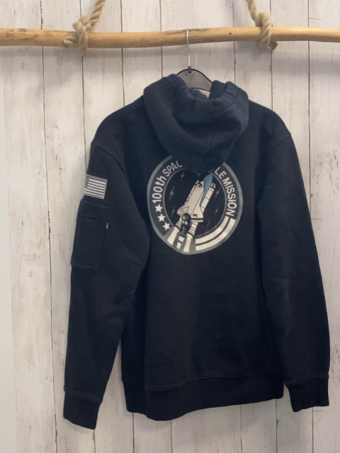 Alpha Industries  Pullover  Gr. L schwarz Schrift Nasa Kapuze 