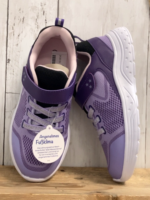 neu  Schuhe  Gr. 34  lavendel lila silber Glitzerschnürsenkel 