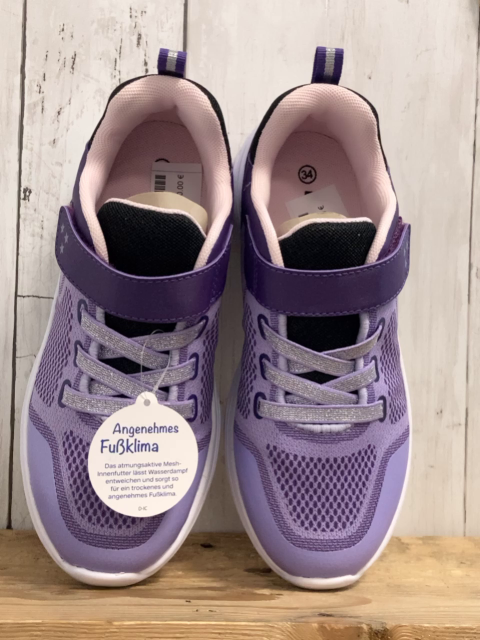 neu  Schuhe  Gr. 34  lavendel lila silber Glitzerschnürsenkel 