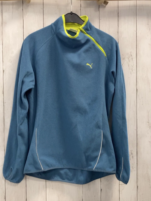 Puma Pullover Gr. M Blau Fleece grüner Reißverschluss