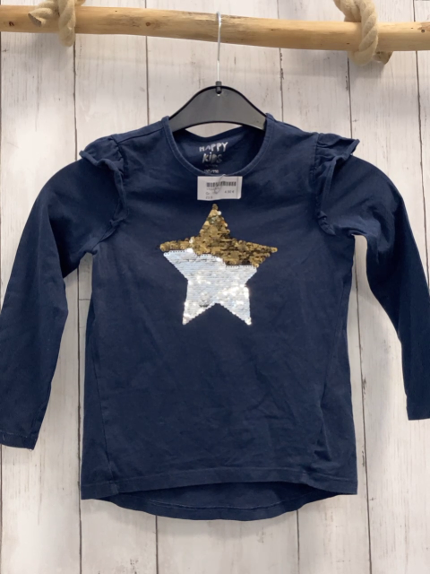   Langarmshirt  Gr. 110  blau Pailettenstern Rüschen 