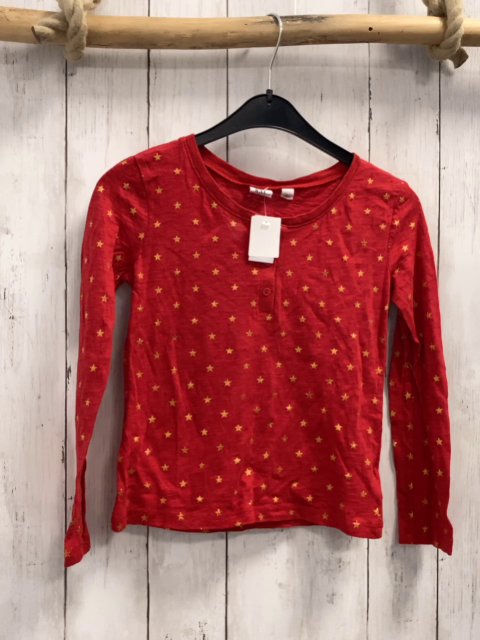 GAP  Langarmshirt  Gr. 128  rot goldene Glitzersterne 