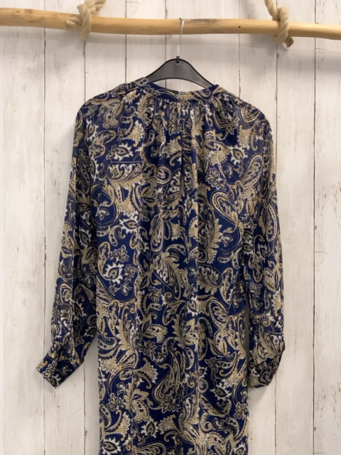 Zara  Kleid Gr. S  blau mit beige hellgrauem Ornamentdruck 