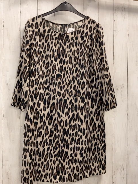 H&M  Kleid Gr. M  hellgrau + schwarz braun leoprint 
