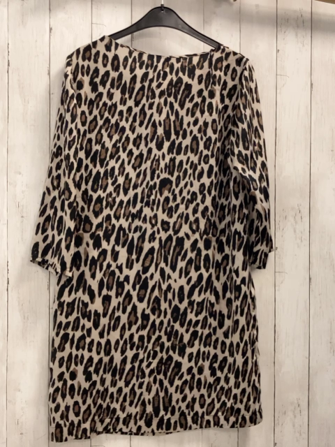 H&M  Kleid Gr. M  hellgrau + schwarz braun leoprint 