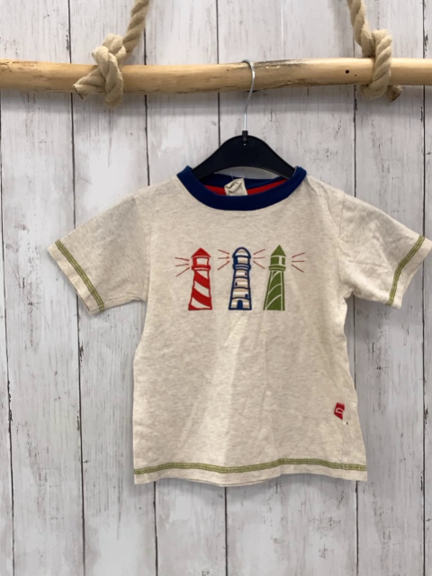 Alana  T-Shirt  Gr. 92  beige Leuchttürme oliv Nähte 