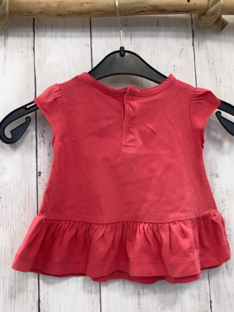 GAP  T-Shirt  Gr. 68  rot Blumen Rüschensaum 