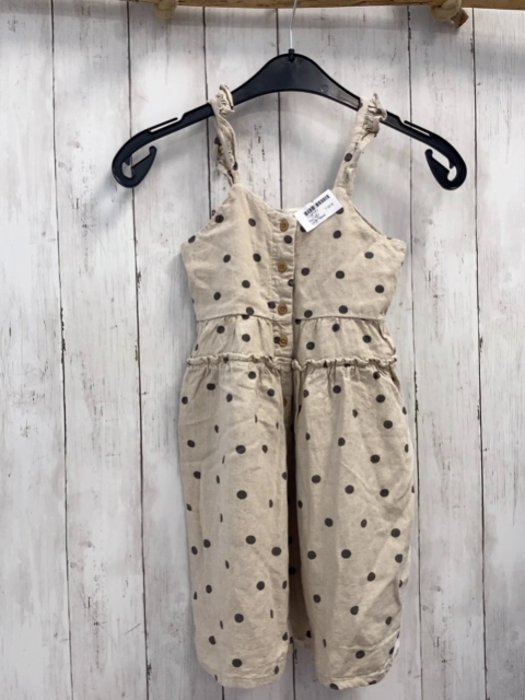 Next  Kleid  Gr. 122  beige Leinen graue Punkte 