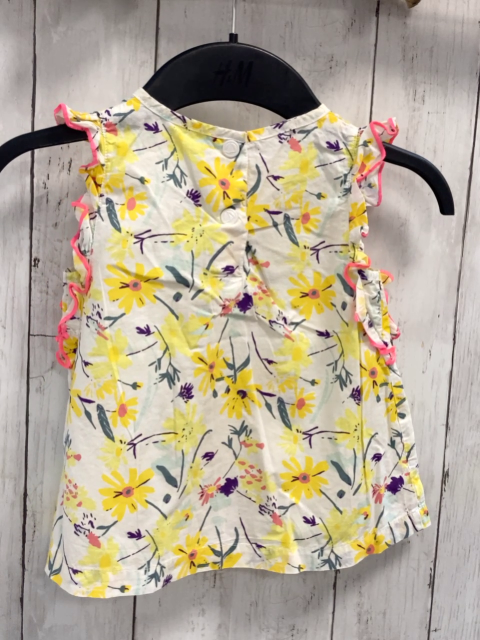 Petit Bateau  Sommerbluse  Gr. 92  weiß gelb lila rosa Blumen Rüschenbund 