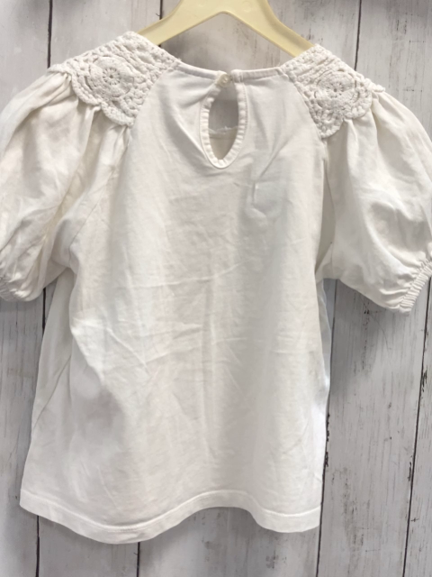 Zara  T-Shirt  Gr. 116  weiß Häkelausschnitt 