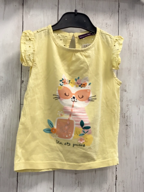 Sergent Major  T-Shirt  Gr. 92  gelb Katze Ärmel mit Lochstickerei 