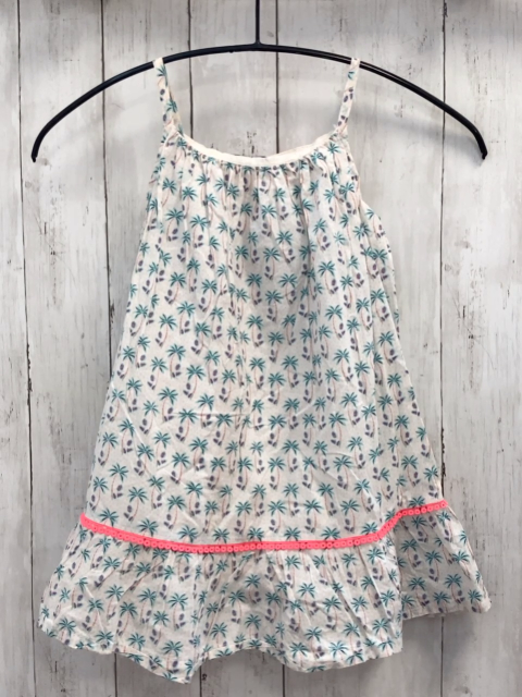Sergent Major  Kleid  Gr. 116  weiß türkis blaue Palmen pink Stirckerei + Bommelband 