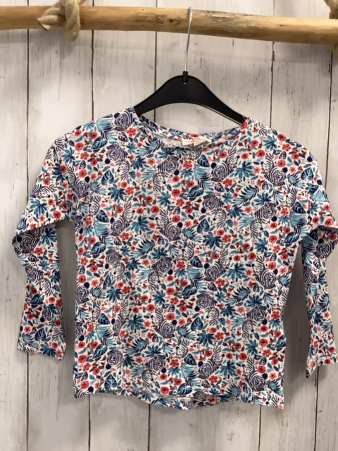 Du Pareil .. au meme Langarmshirt Gr. 110  weiß blau rote Blumen Zebras