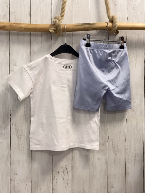 2tlg Under Armour  T-Shirt + Shorts  Gr. 110  weiß lavende Schrift 