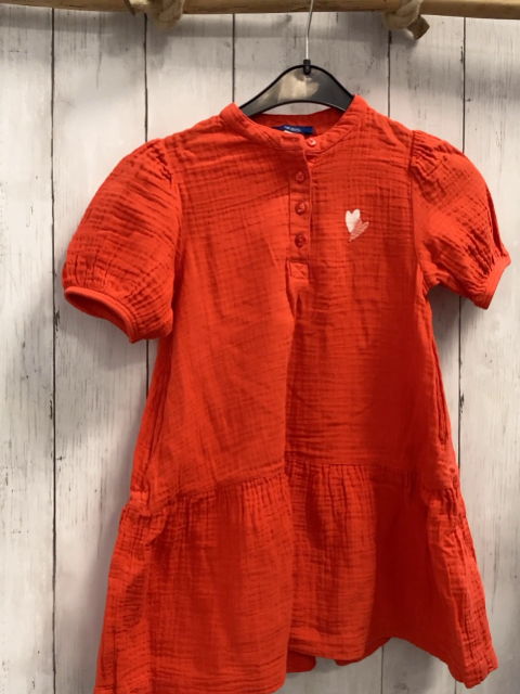 Okaidi  Kleid  Gr. 104  hellrot Struktur Herzen 