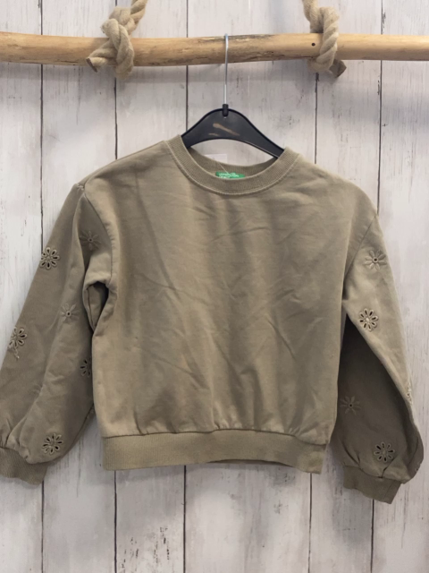 Benetton  Pullover  Gr. 116  sand Blumenstickerei 
