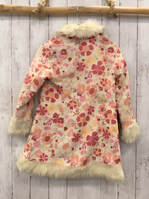 H&M  Jacke  Gr. 128  creme bunte Blumen Fellbund 