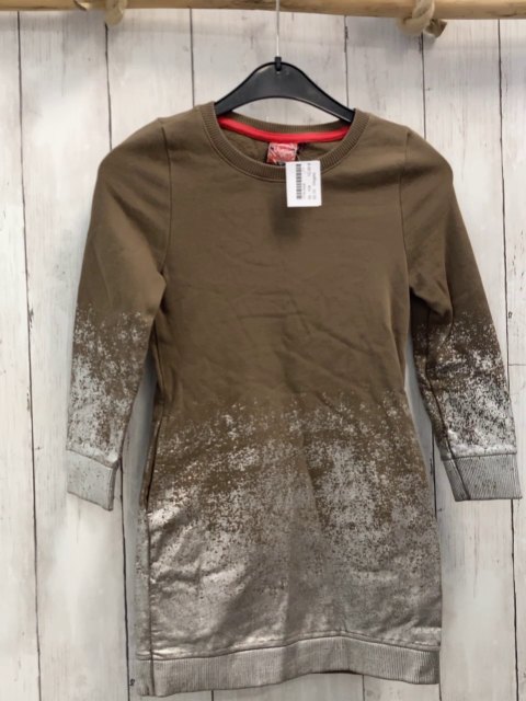 Vingino Kleid Gr. 104  oliv silber Glitzerdruck