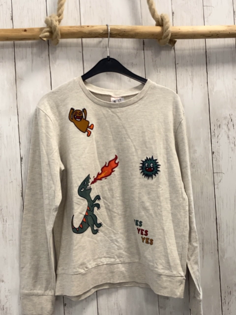 Tape a´ l´oeil Pullover Gr. 164  grau Monsteraufnäher