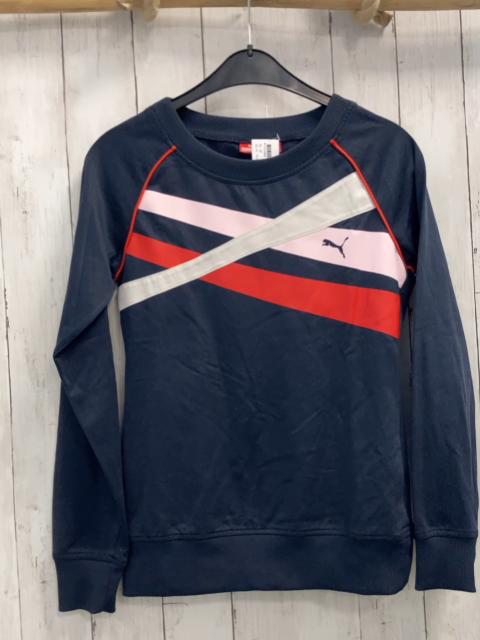 Puma Pullover Gr. M blau rosa grauer und roter Streifen