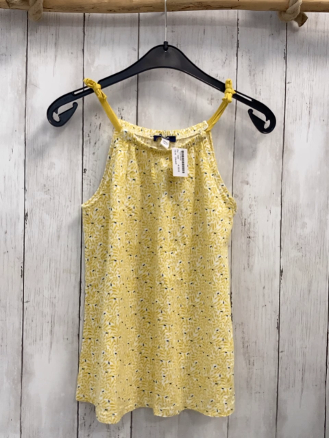 Okaidi  Top  Gr. 140  weiß senf + blaue  Blätter 