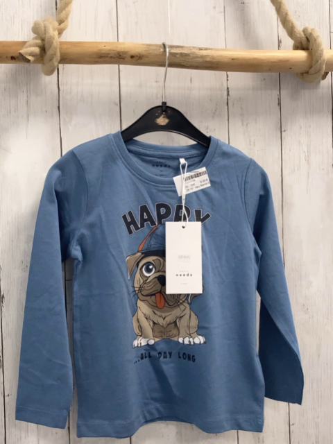 neu Name it  Langarmshirt  Gr. 104  hellblau Hund Schrift NP 9,99 € 