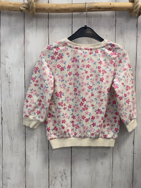   Pullover  Gr. 98  weiß rot rosa Blumen schwarze Glitzerschrift 
