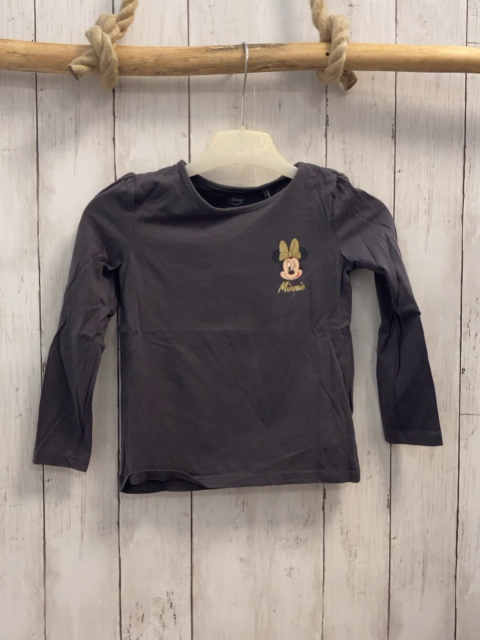 Disney  Langarmshirt  Gr. 110  grau Minnie Mouse goldene Glitzerschleife 