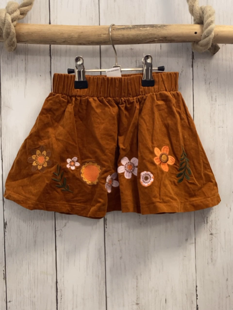 Pusblu Rock Gr. 92  braun Kord gestickte Blumen