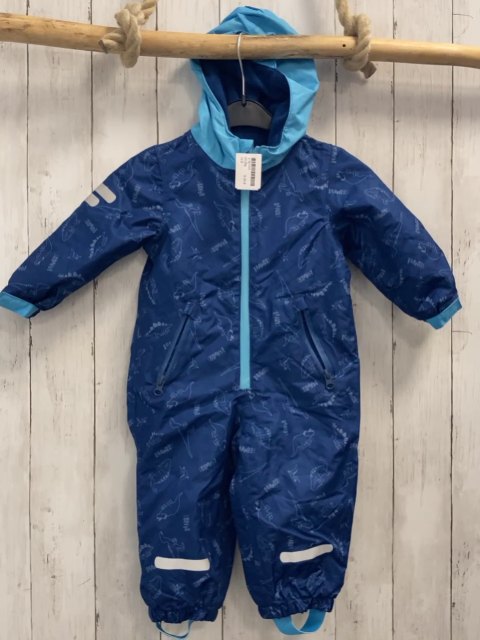   Regenoverall Gr. 74 blau hellgraue Dinos hellblaue Kapuze 