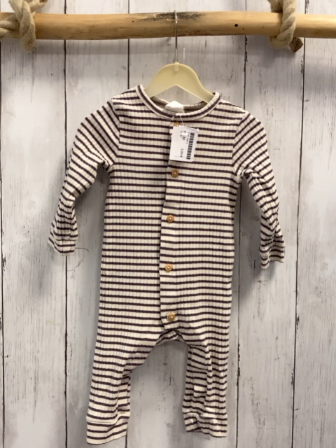  Schlafanzug  Gr. 62  weiß graue Streifen Rippen 