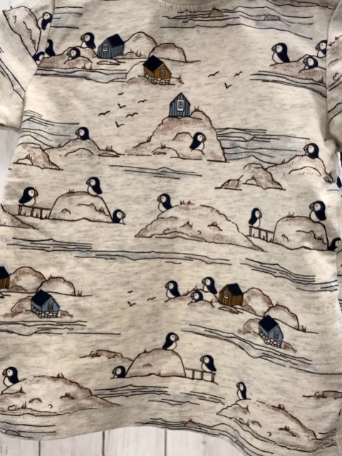 Name it  Langarmshirt Gr. 56  hellgrau Landschaft mit Pinguinen 