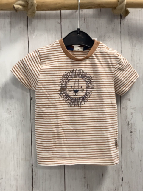 Salt & Pepper  T-Shirt  Gr. 68  weiß hellbraune Streifen Löwenkopf 