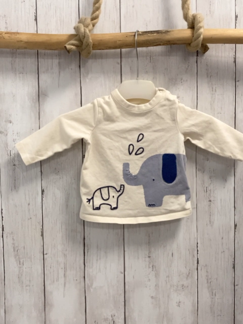 Next  Langarmshirt  Gr. 68  creme Elefanten 