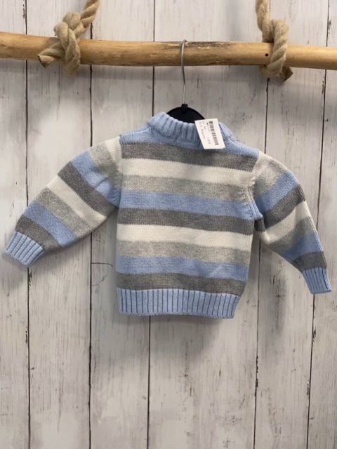 Mayoral  Pullover  Gr. 68  hellblau grau hellgrau weiße Streifen Strick Reißverschluss 