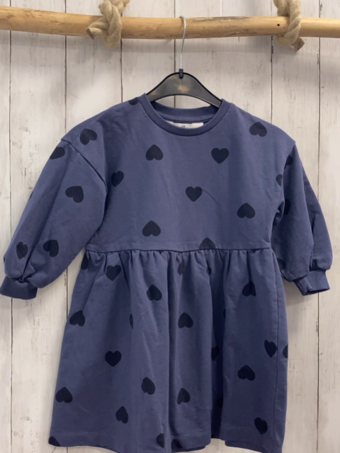 H&M Kleid  Gr. 98  lila schwarze Herzen 